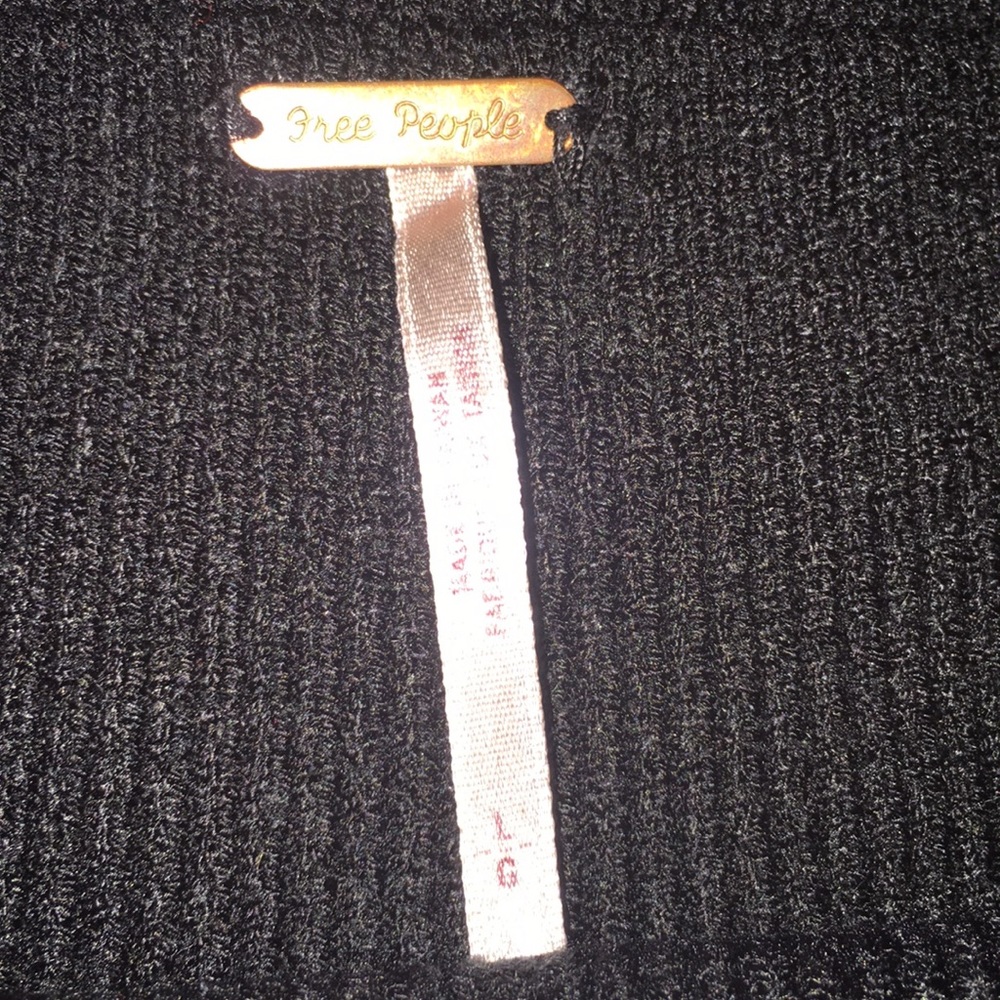 Free People Black Knit Overlay Boho Floral - image 6